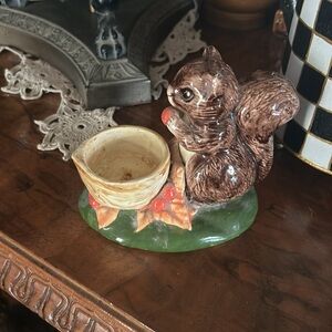 Vintage Ceramic Squirrel Candle Holder Figurine